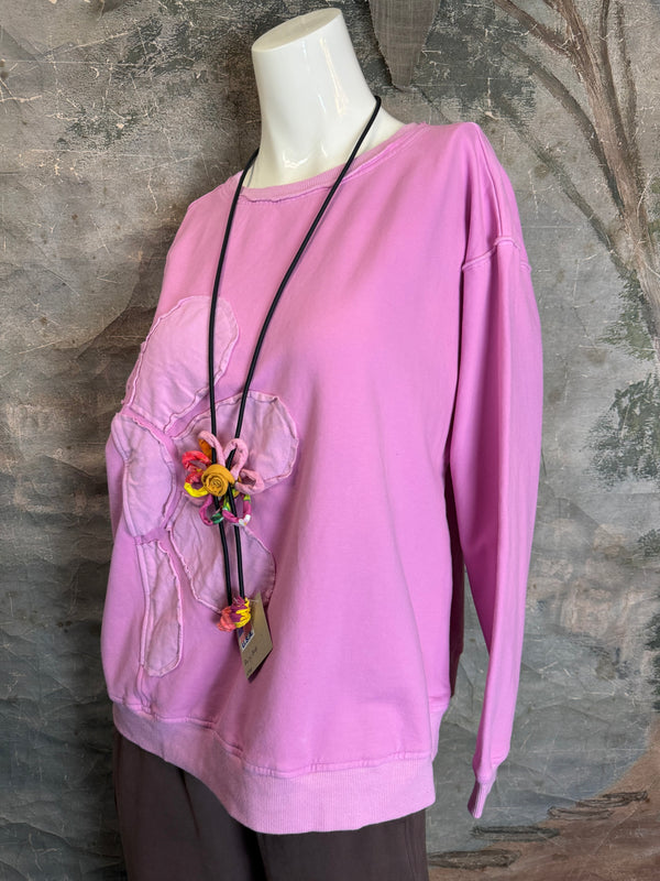 A2995202 L/Slv Flower Sweatshirt-Orchid