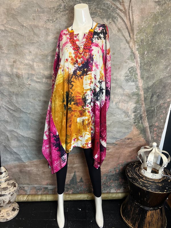 7063V Block Dyed Justly Top-PINK MIX