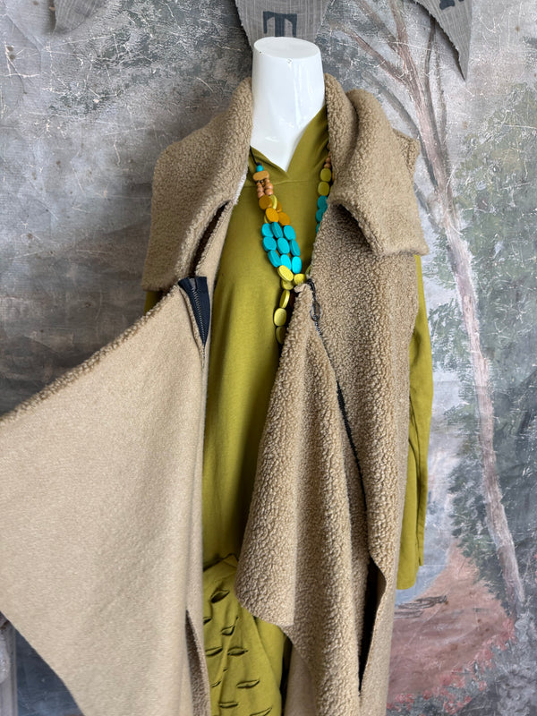 92185-62 FW Faux Shearling Vest-Camel