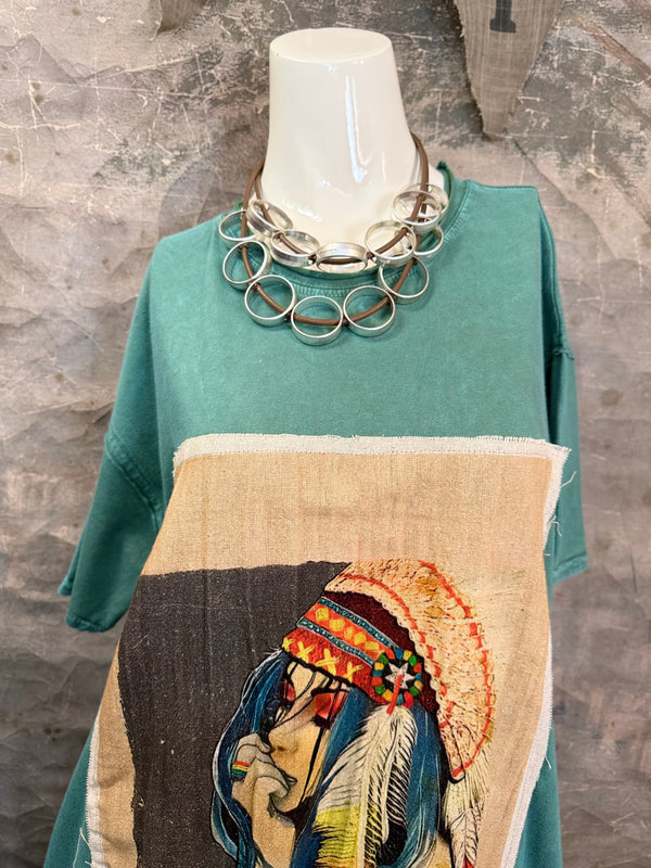 T839 Short Sleeve T-Shirt Dress-Tea/Gypsy