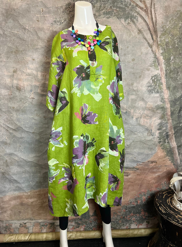 91877-52 Artful Bloom Dress-Kiwi
