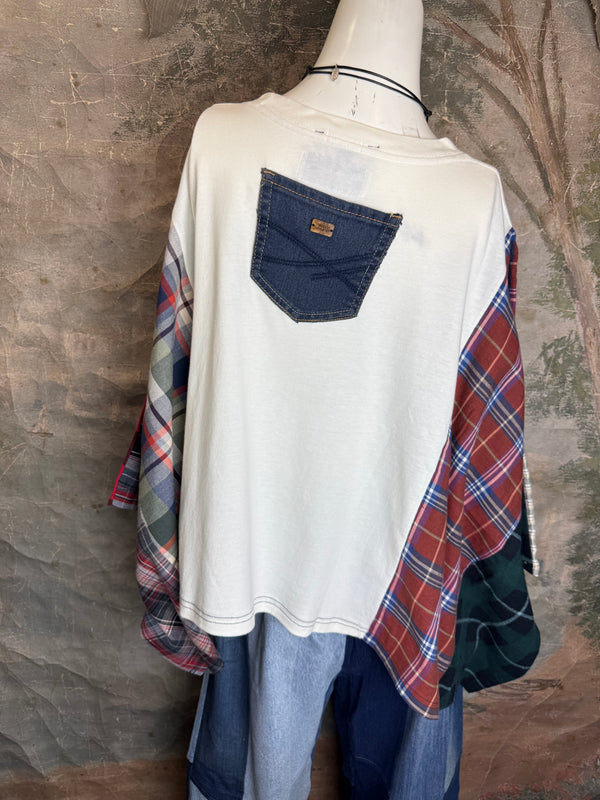 5576 Flannel Band Tee Topper-B