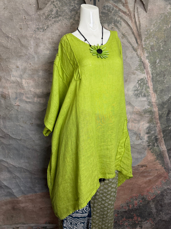 91624 Solid Patch Tunic Shirt-Kiwi