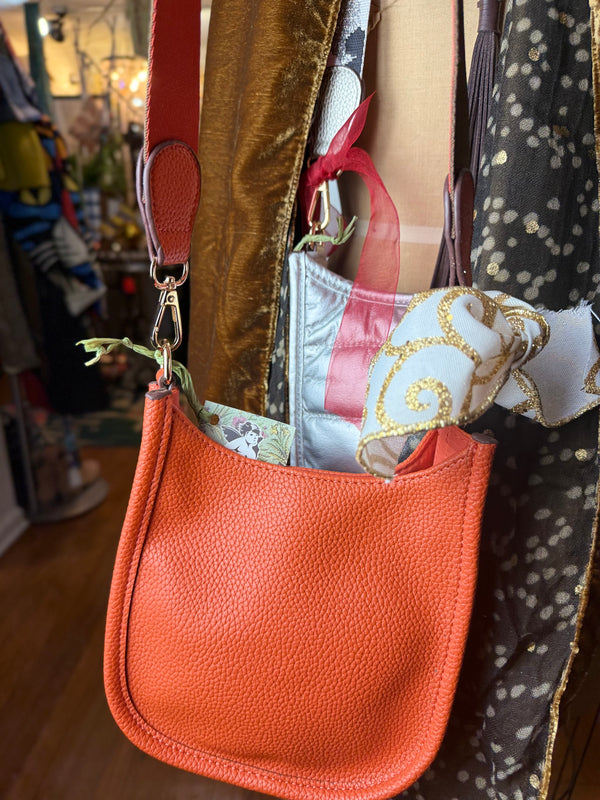 0003A Pebbled Vegan MINI Leather Crossbody Bag-Orange