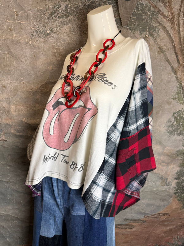 5576 Flannel Band Tee Topper-B