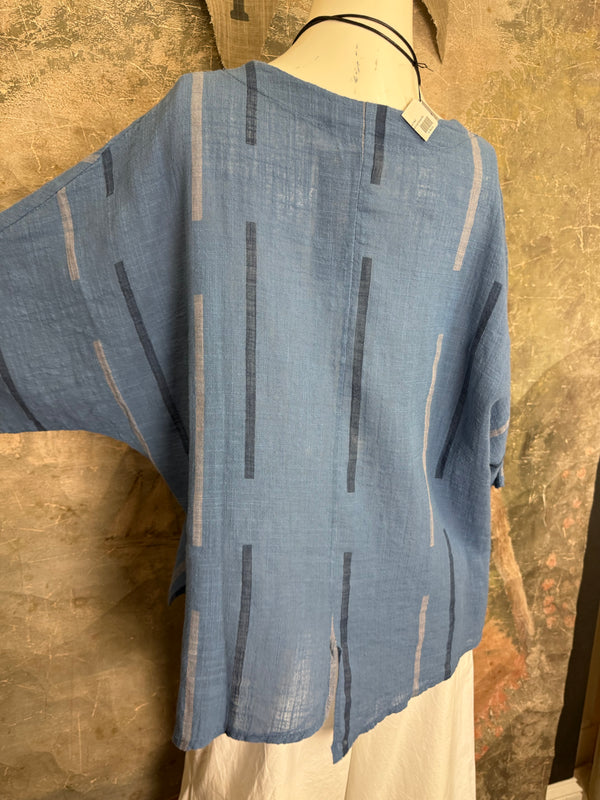 6653S Stripe Top-Blue