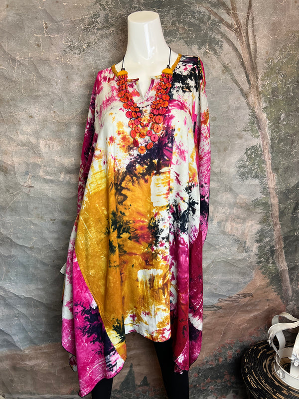 7063V Block Dyed Justly Top-PINK MIX