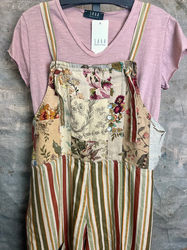 5561 OOAK Patch Linen Overalls-The Edith