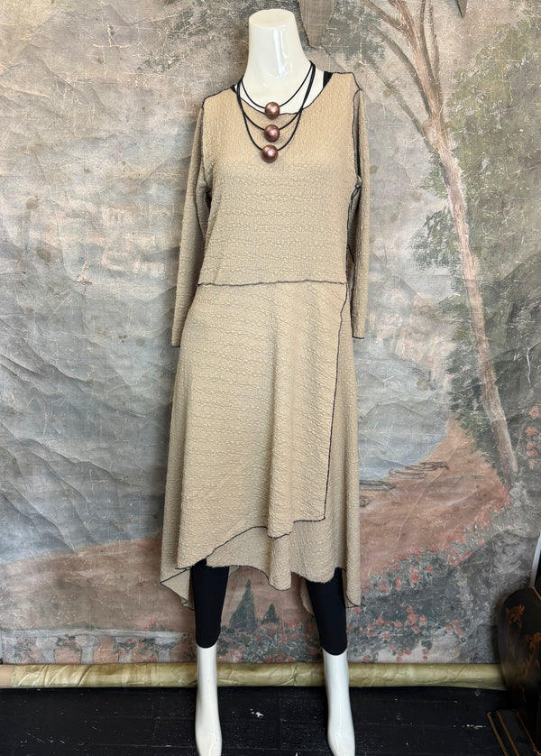 D523 Waffle Knit Sharkbite Dress-Mocha