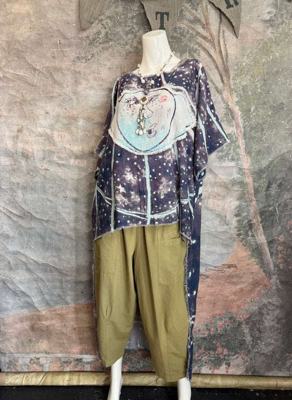 782 High Low Linen Tunic Top-NAVY/MOON