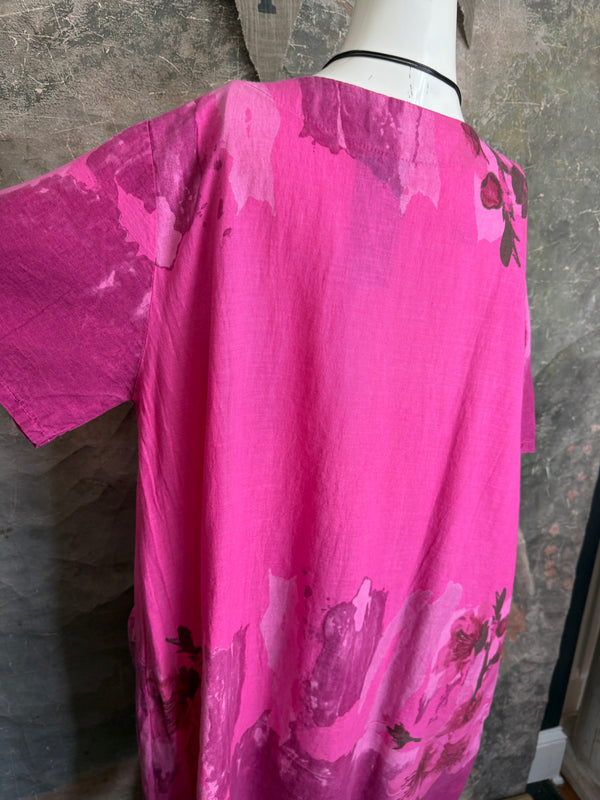 90847B Painters Garden Dress-Fuchsia