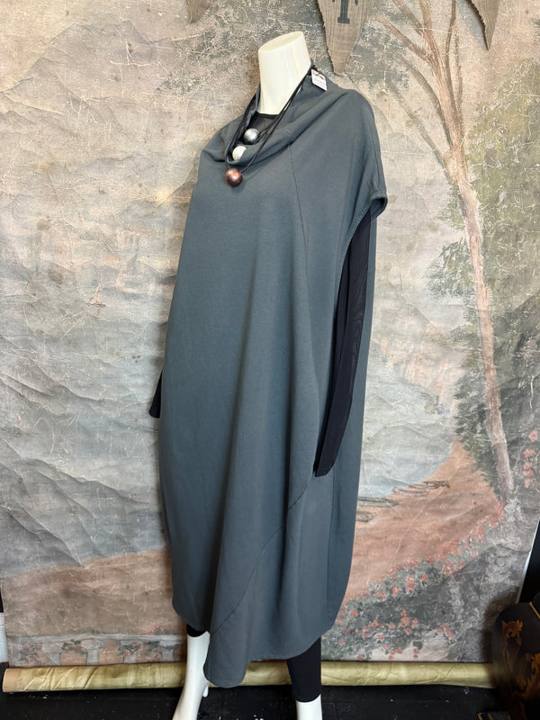 92009 Cocoon Sweatshirt Dress-Charcoal