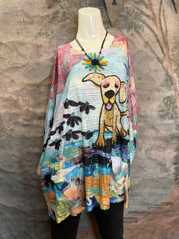 T1514 Long Slv Dolman Top/Tunic-Ozzy The Dog!