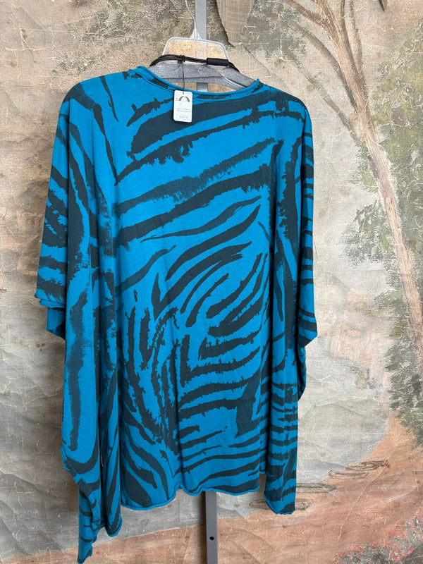 715CL-Zebra Oversized Tunic Tee-TEAL
