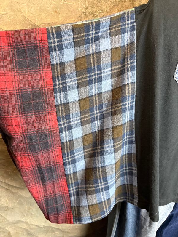 5576 Flannel Band Tee Topper-E