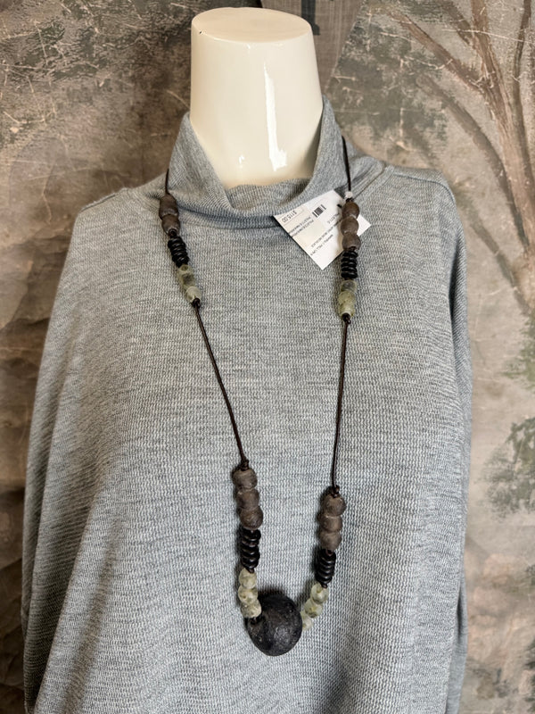 25690 Knit Mock Neck Top-Grey