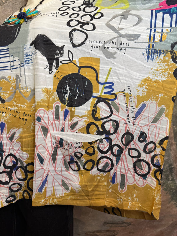 T1514 Long Slv Dolman Top/Tunic-Curious Kitty