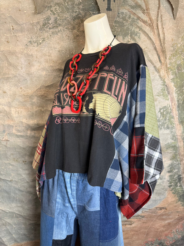 5576 Flannel Band Tee Topper-A
