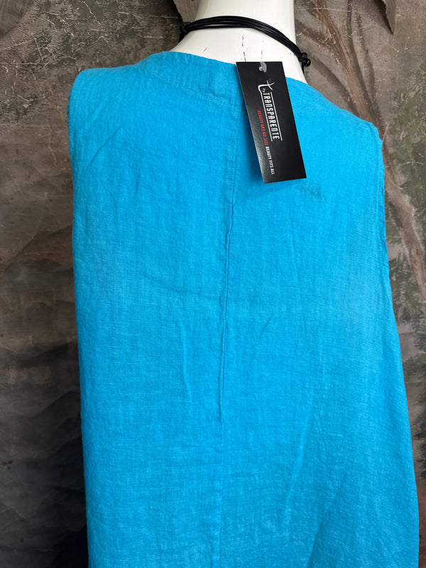 751 Artistry Layered Tank Dress-Turq Blue