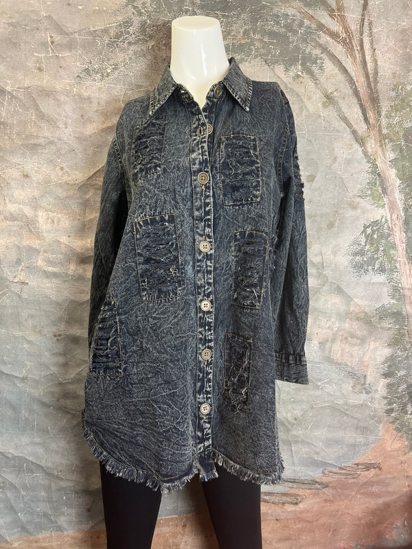 PL413 Distressed Denim Shirt