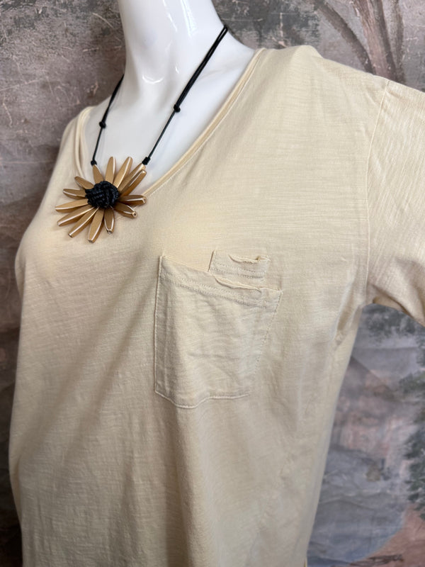 JG- Moon Dance V-Neck Tee-Oats