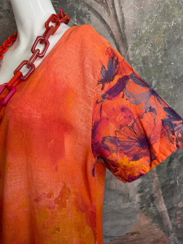 90847P Painted Presence Dress-Coral Orange
