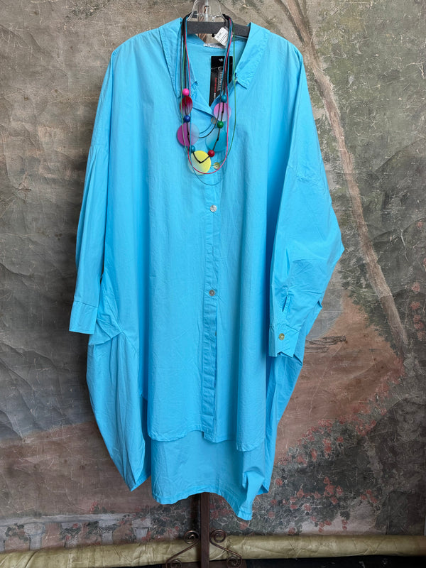 91750 Oversized Shirt Jacket-Turq Blue