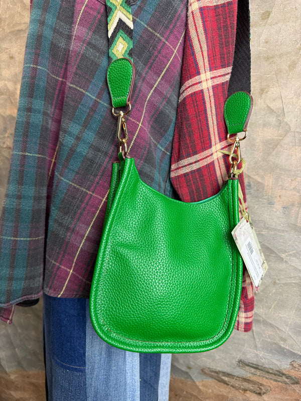0003A Pebbled Vegan MINI Leather Crossbody Bag-Green