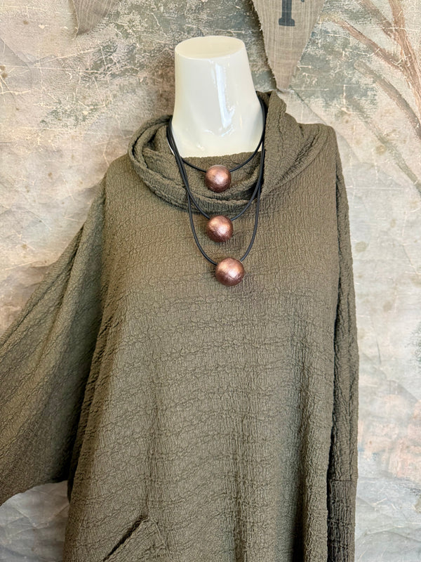 T1076 Waffle Knit Pullover-Olive