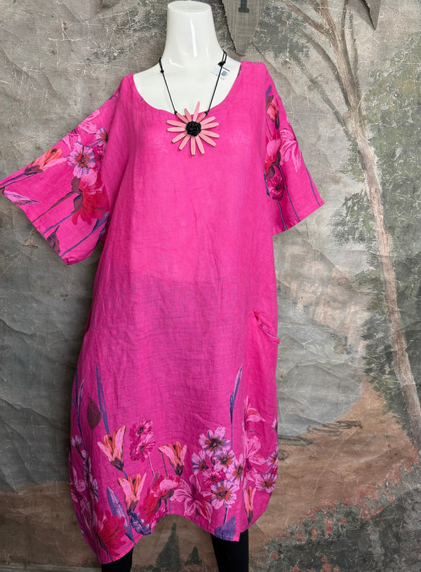 90847G Garden Tea Party Dress-Fuchsia