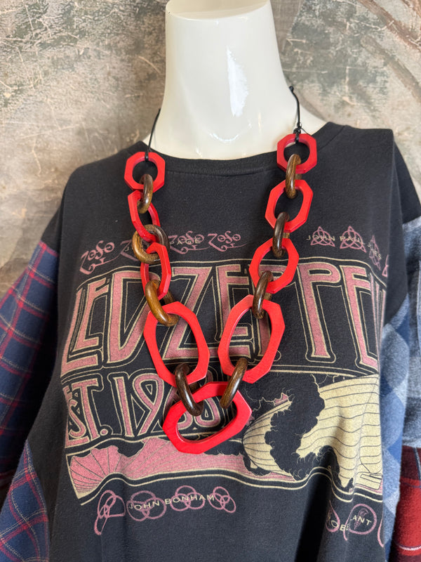 5576 Flannel Band Tee Topper-A