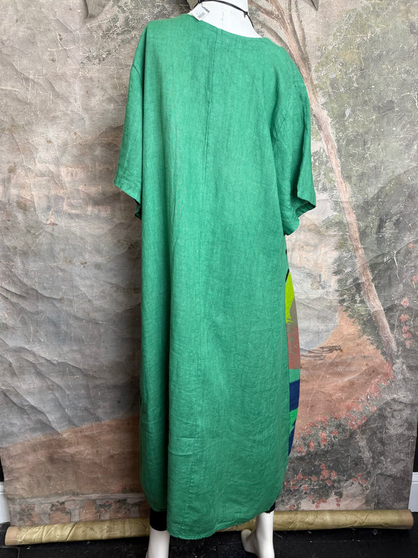 90617P-23 Linen Paint Dress-Gucci Green