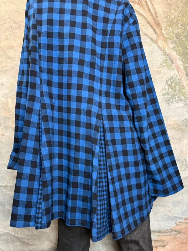 2500-2079 Plaid Placket Shirt-North Sea Blue