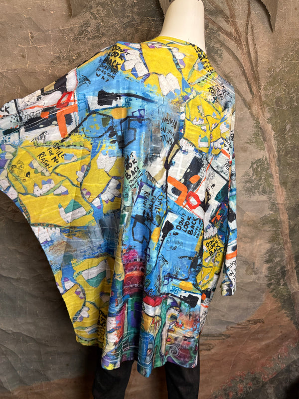 T1514 Long Slv Dolman Top/Tunic-Vib Vibes