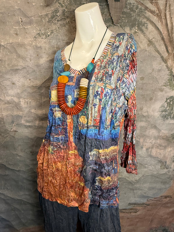 25603 Crinkle Tunic Top-Rust