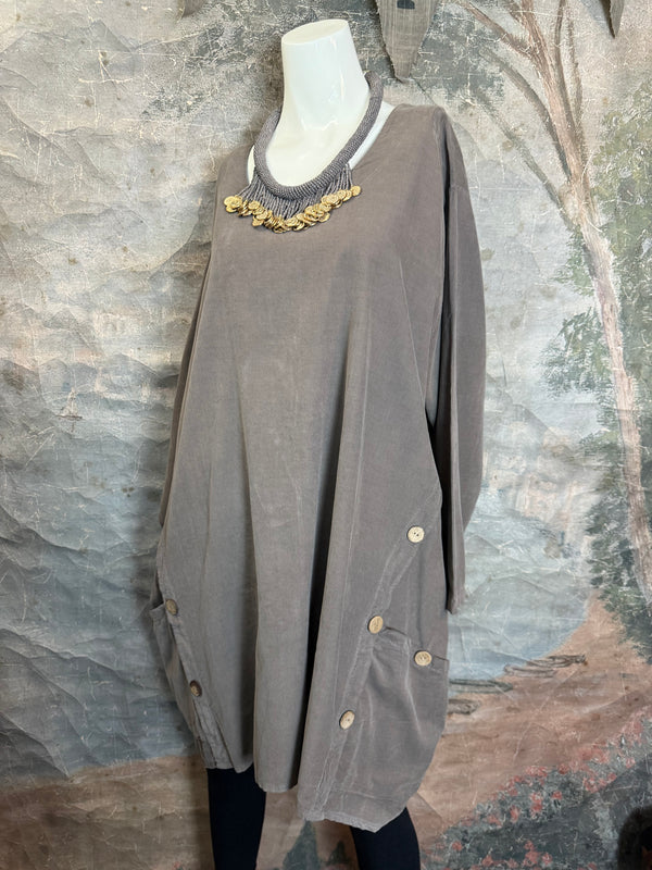 91983 Corduroy Pocket Tunic-Mocha