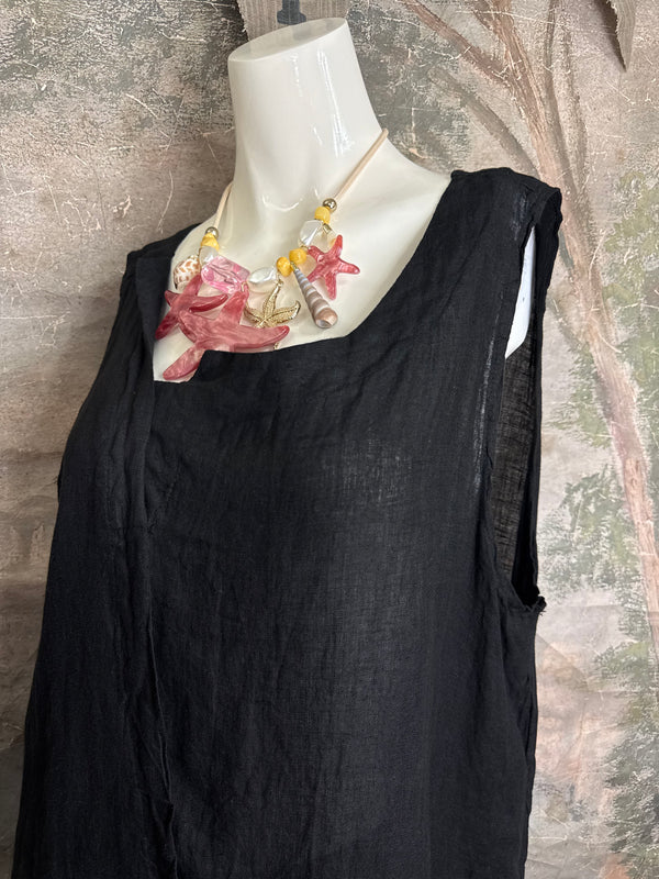 91755 Uneven Tank Top-Black