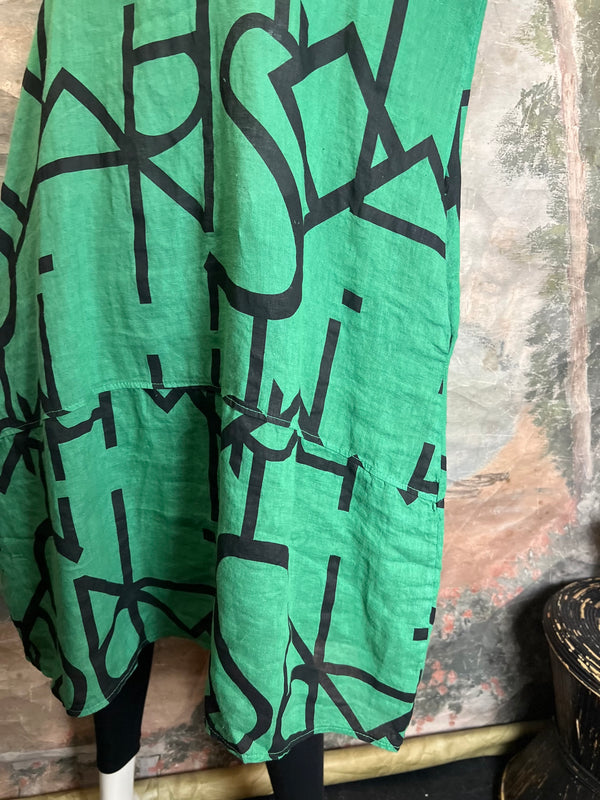 91470 S/Slv Tunic Letter Dress-GUCCI GREEN
