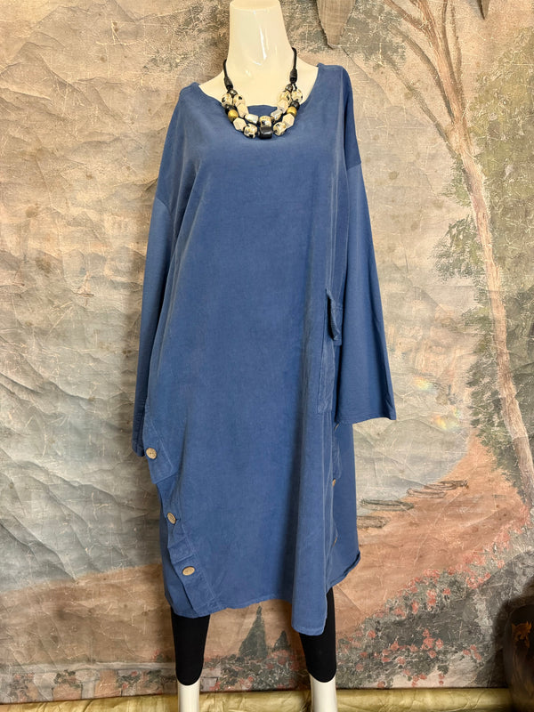 91805 Corduroy Button Dress-Denim