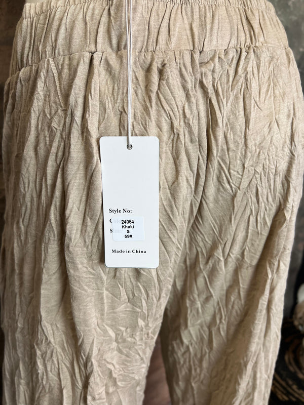24054 Crinkle Pants-Khaki