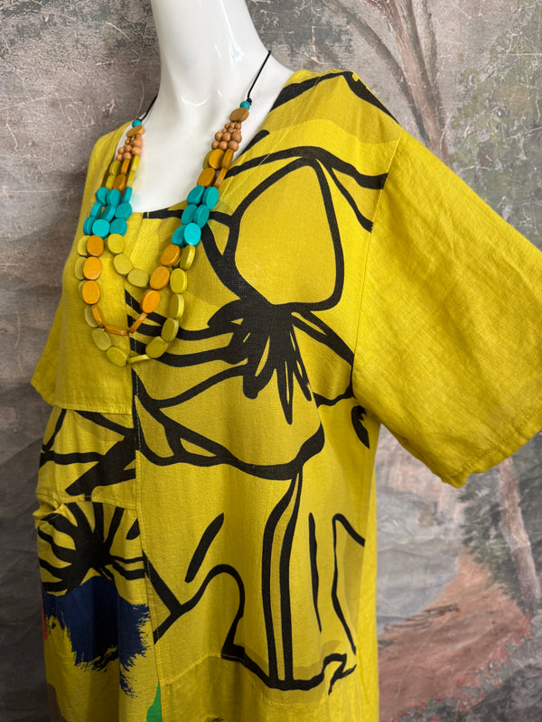 90617P-23 Linen Paint Dress-Mango