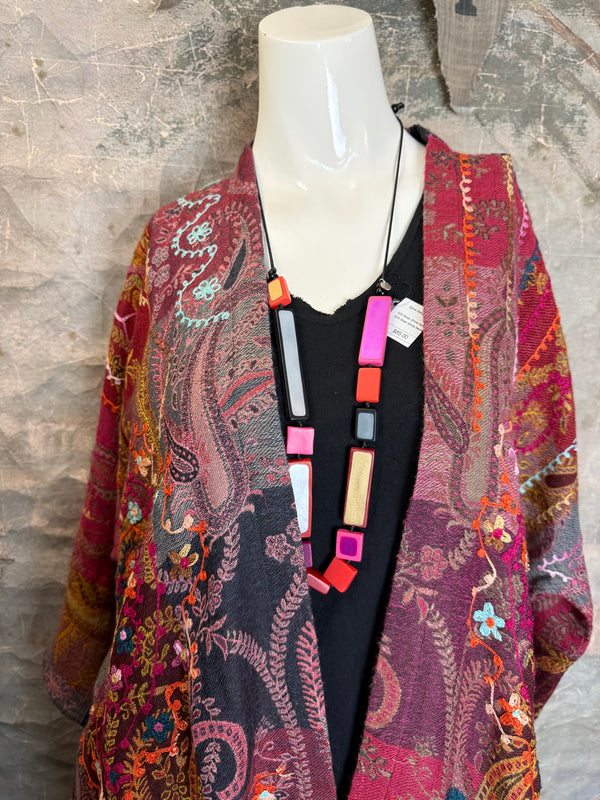 ANU 19828 Embroidered Duster JKT-Macroon