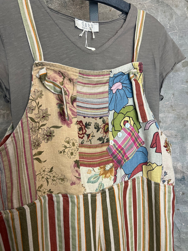 5561 OOAK Patch Linen Overalls-The Mabel