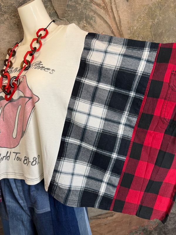 5576 Flannel Band Tee Topper-B