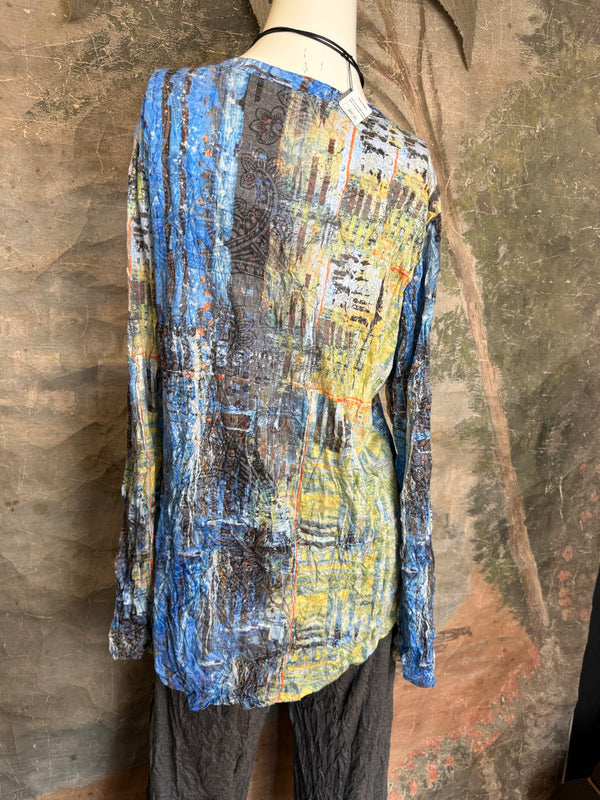 25621 Crinkle Basic Top-Blue