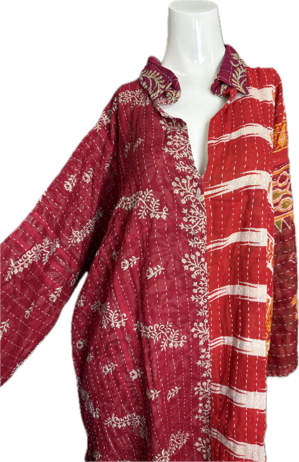 1013w Long Kurta Shirt Dress-Hazel