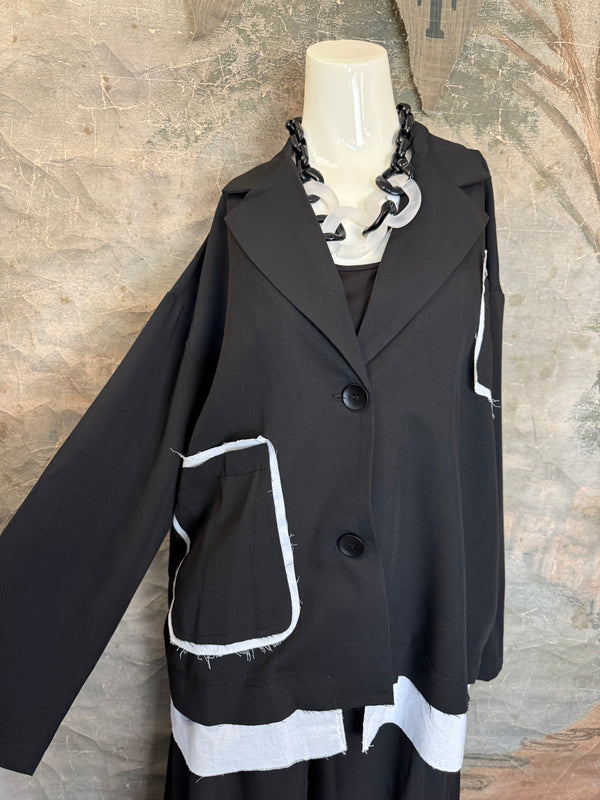 69583 Chic Blazer Jacket W/Trim