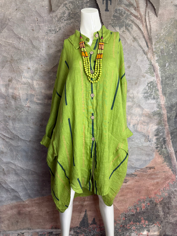 91750S Stripe Big Shirt-KIWI