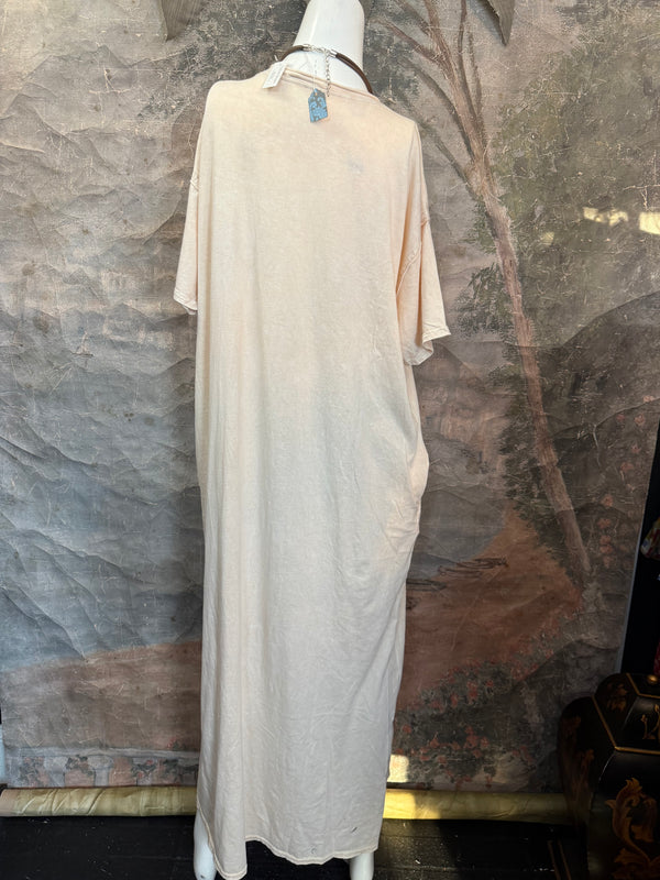 T839 Short Sleeve T-Shirt Dress-Cream/Yeehaw