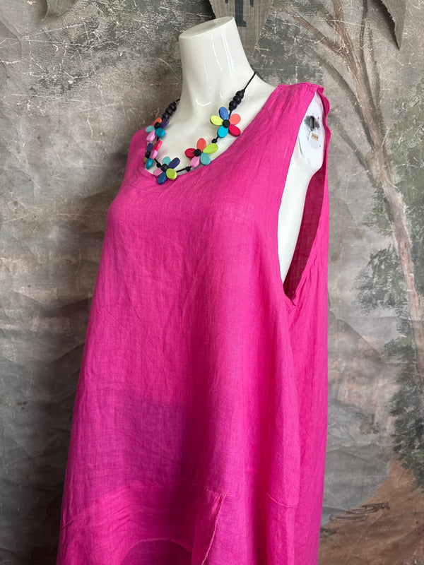 751 Artistry Layered Tank Dress-Fuchsia